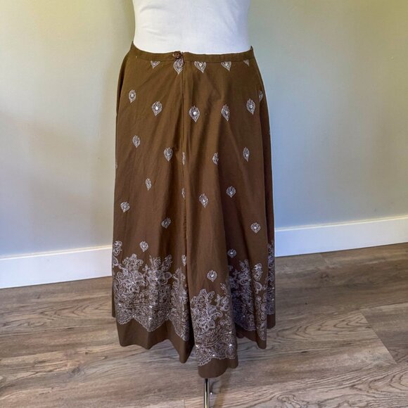 Vintage 90's Brown Midi Circle Skirt - Picture 7 of 9